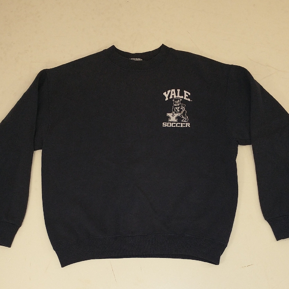 Vintage 80s Yale Soccer Sweatshirt Crewneck Bulldog Graphic USA Made 44" Chest